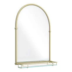 Chatsworth Traditional 700 X 490mm Arched Mirror With Glass Shelf - Brushed Brass
