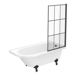 Chatsworth Traditional Shower Bath Suite - 1700mm With Matt Black Grid Screen + Leg Set -Vanity Unit Bathroom Suites chtblk17d3