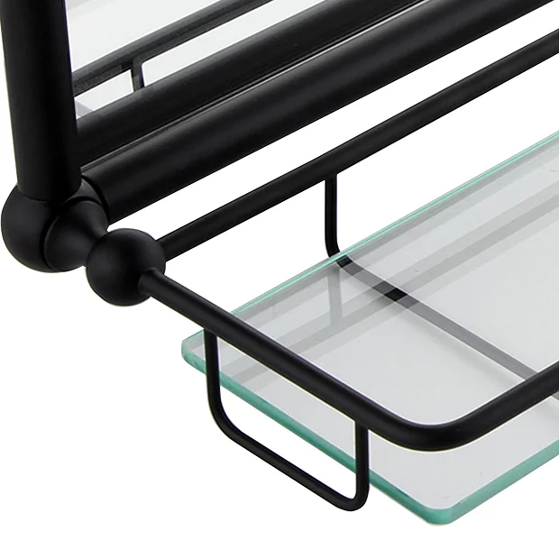 Chatsworth Traditional 700 X 490mm Arched Mirror With Glass Shelf - Matt Black 5 Chatsworth Traditional 700 X 490mm Arched Mirror With Glass Shelf - Matt Black - Image 3