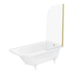 Chatsworth White Traditional Shower Bath Suite - 1700mm With Brushed Brass Screen + White Leg Set -Vanity Unit Bathroom Suites chtws17 d2