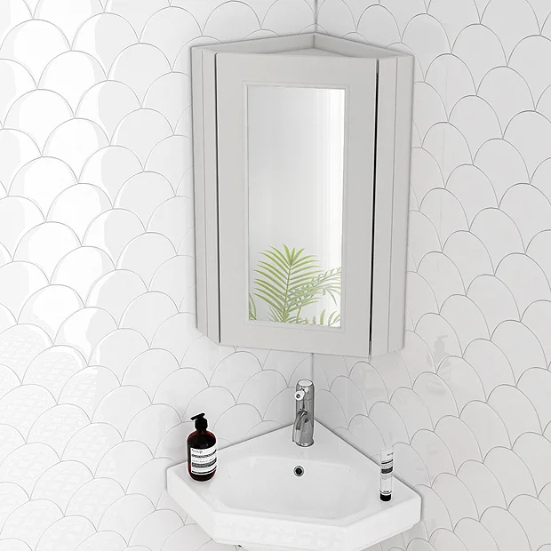 Chatsworth Corner Mirror Cabinet Grey 4 Chatsworth Corner Mirror Cabinet Grey - Image 2