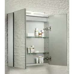 Tavistock Conduct Double Door Mirror Cabinet With LED Light -Vanity Unit Bathroom Suites co60al d1