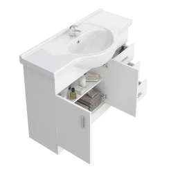 Cove 1520mm Vanity Unit Bathroom Suite (High Gloss White - Depth 330mm) -Vanity Unit Bathroom Suites cove1520mmvanityunitbathroomsuited1