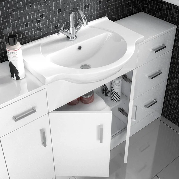 Cove 6 Piece Vanity Unit Bathroom Suite (High Gloss White - Depth 300mm) 5 Cove 6 Piece Vanity Unit Bathroom Suite (High Gloss White - Depth 300mm) - Image 3