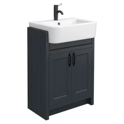 Chatsworth Traditional Graphite Semi-Recessed Vanity Unit W. Matt Black Handles + Toilet Package -Vanity Unit Bathroom Suites csr6wcblkmb d1