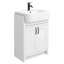 Chatsworth Traditional White Semi-Recessed Vanity Unit W. Matt Black Handles + Toilet Package -Vanity Unit Bathroom Suites csr6wcwhtmb n d1