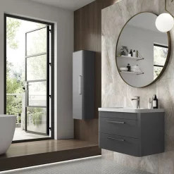 Hudson Reed Solar 350mm Wall Hung Tall Unit - Cool Grey