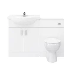 Cove 1150mm Vanity Unit Cloakroom Suite (Gloss White - Depth 300mm) -Vanity Unit Bathroom Suites cv1150cs n d1