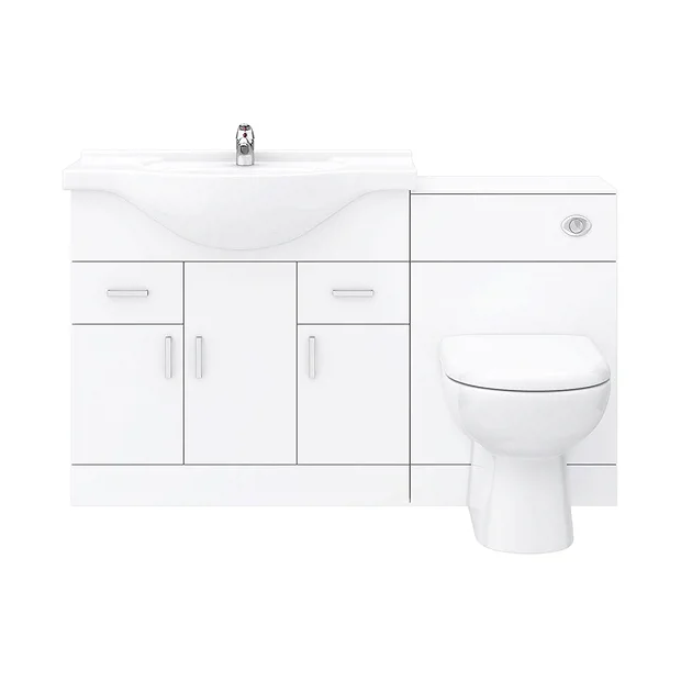 Cove 1320mm Vanity Unit Suite + Tap (High Gloss White - Depth 330mm) 8 Cove 1320mm Vanity Unit Suite + Tap (High Gloss White - Depth 330mm) - Image 6