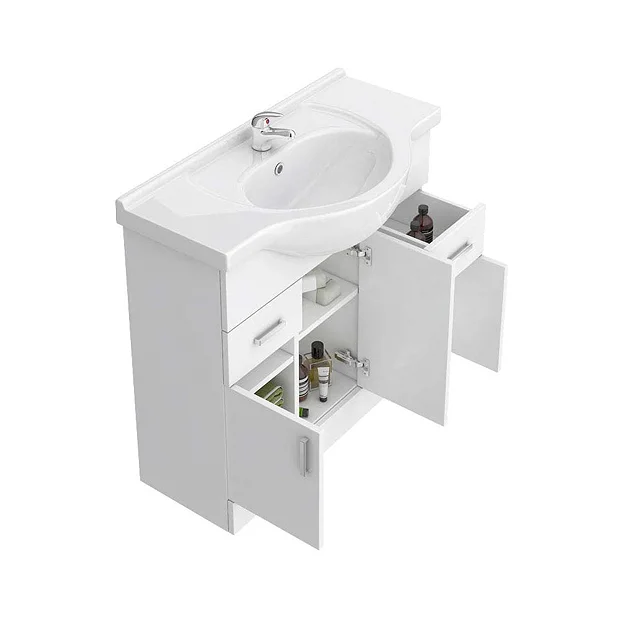 Cove 1320mm Vanity Unit Suite + Tap (High Gloss White - Depth 330mm) 7 Cove 1320mm Vanity Unit Suite + Tap (High Gloss White - Depth 330mm) - Image 5