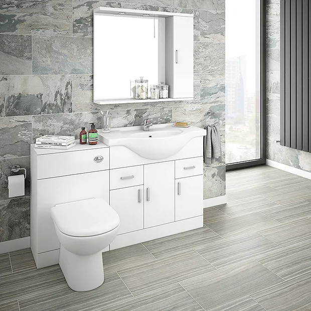 Cove 1320mm Vanity Unit Suite + Tap (High Gloss White - Depth 330mm) 4 Cove 1320mm Vanity Unit Suite + Tap (High Gloss White - Depth 330mm) - Image 2