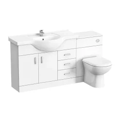 Cove 1520mm Vanity Unit Bathroom Suite (High Gloss White - Depth 330mm) -Vanity Unit Bathroom Suites cv1520bs d3 555410