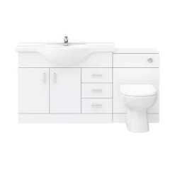 Cove 1520mm Vanity Unit Bathroom Suite (High Gloss White - Depth 330mm) -Vanity Unit Bathroom Suites cv1520bs d4