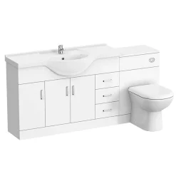 Cove 1700mm Vanity Unit Suite + Tap (High Gloss White - Depth 330mm) 12 Cove 1700mm Vanity Unit Suite + Tap (High Gloss White - Depth 330mm) -Vanity Unit Bathroom Suites cv1700bst d1