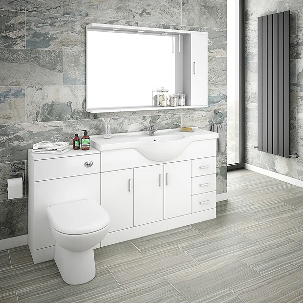 Cove 1700mm Vanity Unit Suite + Tap (High Gloss White - Depth 330mm) 4 Cove 1700mm Vanity Unit Suite + Tap (High Gloss White - Depth 330mm) - Image 2