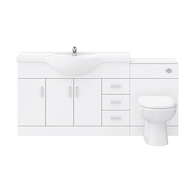Cove 1700mm Vanity Unit Suite + Tap (High Gloss White - Depth 330mm) 8 Cove 1700mm Vanity Unit Suite + Tap (High Gloss White - Depth 330mm) - Image 6