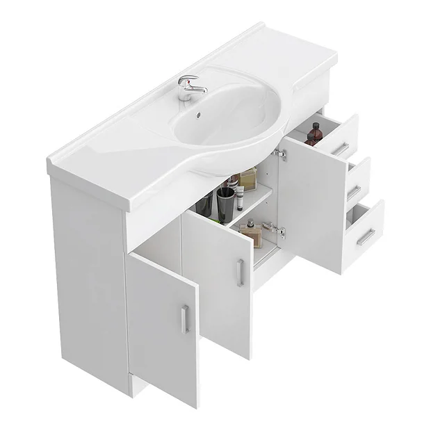 Cove 1700mm Vanity Unit Suite + Tap (High Gloss White - Depth 330mm) 6 Cove 1700mm Vanity Unit Suite + Tap (High Gloss White - Depth 330mm) - Image 4