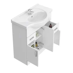 Cove 2270mm Bathroom Furniture Pack (High Gloss White - Depth 330mm) -Vanity Unit Bathroom Suites cv2070bs d1