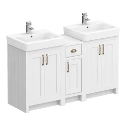 Chatsworth Traditional White Double Basin Vanity + Cupboard Combination Unit -Vanity Unit Bathroom Suites cwht142pknd1