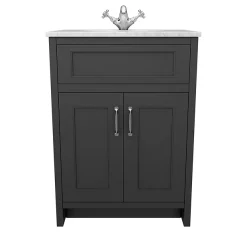 Chatsworth White Marble Traditional Graphite Vanity Unit + Toilet Package -Vanity Unit Bathroom Suites cwm610wcblk n d2
