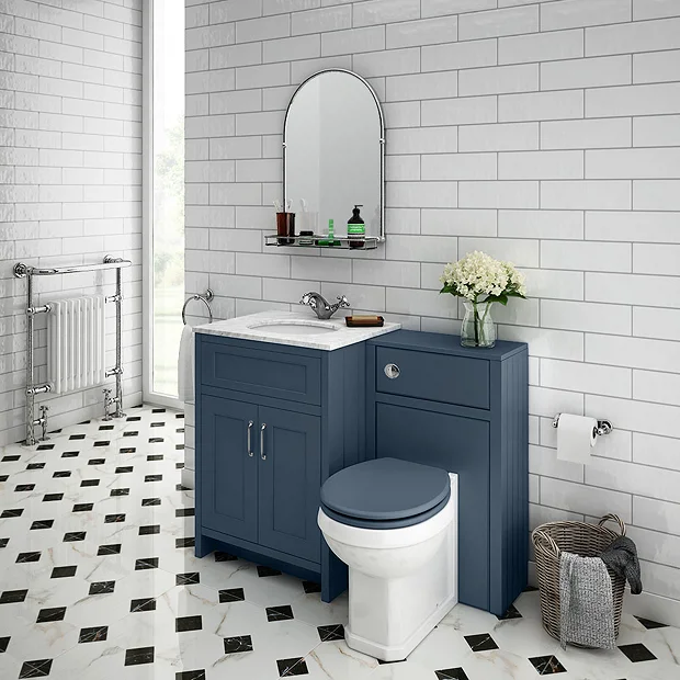 Chatsworth White Marble Traditional Blue Vanity Unit + Toilet Package 4 Chatsworth White Marble Traditional Blue Vanity Unit + Toilet Package - Image 2