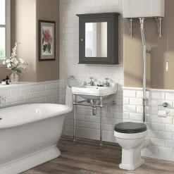 Old London Traditional Mirror Cabinet (650mm Wide - Charcoal) -Vanity Unit Bathroom Suites daf604 nd1