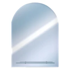 Euroshowers Round Top Bevelled Mirror With Glass Shelf