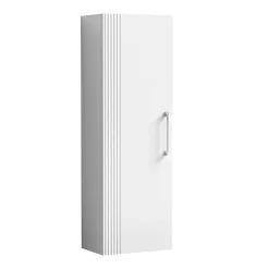 Roxbury Deco Fluted White Wall Hung Tall Storage Cabinet With Chrome Handle