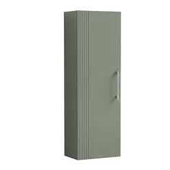 Roxbury Deco Fluted Green Wall Hung Tall Storage Cabinet With Chrome Handle