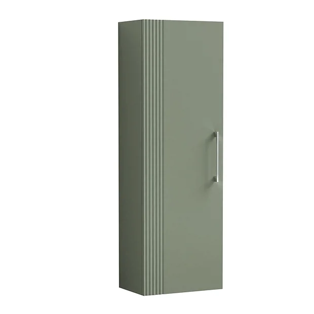 Roxbury Deco Fluted Green Wall Hung Tall Storage Cabinet With Chrome Handle 3 Roxbury Deco Fluted Green Wall Hung Tall Storage Cabinet With Chrome Handle