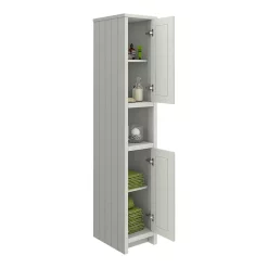 Chatsworth Traditional Grey Tall Cabinet With Matt Black Handles