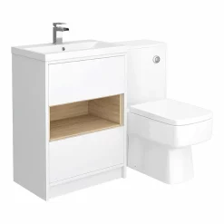 Victorian Plumbing Haywood White Modern Sink Vanity Unit + Toilet Package -Vanity Unit Bathroom Suites hywvtp d5