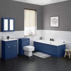 Keswick Blue 600mm Traditional Wall Hung 2 Door Mirror Cabinet -Vanity Unit Bathroom Suites kesblu2dm d1