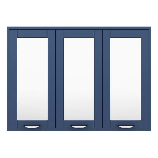 Keswick Blue 900mm Traditional Wall Hung 3 Door Mirror Cabinet 6 Keswick Blue 900mm Traditional Wall Hung 3 Door Mirror Cabinet - Image 4