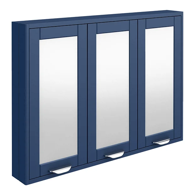 Keswick Blue 900mm Traditional Wall Hung 3 Door Mirror Cabinet 4 Keswick Blue 900mm Traditional Wall Hung 3 Door Mirror Cabinet - Image 2