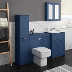 Keswick Blue 1400mm Traditional Floorstanding Tall Storage Unit -Vanity Unit Bathroom Suites kesblutb d1
