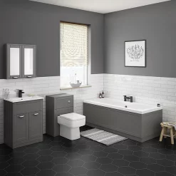 Keswick Grey 600mm Traditional Wall Hung 2 Door Mirror Cabinet -Vanity Unit Bathroom Suites kesgry2dm d1