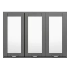 Keswick Grey 900mm Traditional Wall Hung 3 Door Mirror Cabinet -Vanity Unit Bathroom Suites kesgry3dm d3
