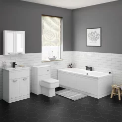Keswick White 600mm Traditional Wall Hung 2 Door Mirror Cabinet -Vanity Unit Bathroom Suites keswht2dm detail1