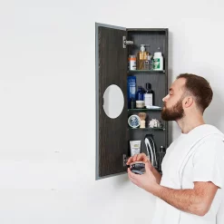 Victorian Plumbing 800mm Slimline Mirror Cabinet Dark Oak