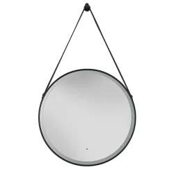 Heritage Bathroom Heritage Amberley Black 590mm Illuminated Circular Mirror With Demister Pad
