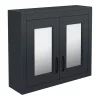 Chatsworth Graphite 2-Door Mirror Cabinet - 690mm Wide With Matt Black Handles -Vanity Unit Bathroom Suites mcabblkmbd2