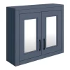 Chatsworth Blue 2-Door Mirror Cabinet - 690mm Wide With Matt Black Handles -Vanity Unit Bathroom Suites mcabblumb d2