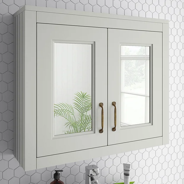 Chatsworth 690mm Grey 2-Door Mirror Cabinet 4 Chatsworth 690mm Grey 2-Door Mirror Cabinet - Image 2