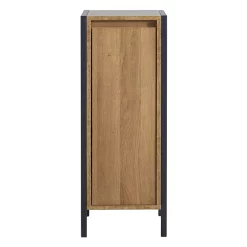 Milan Bathroom Milan Industrial Matt Black Framed 1-Door Bathroom Storage Unit - Wood Effect -Vanity Unit Bathroom Suites mil353md1