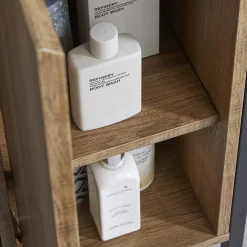 Milan Bathroom Milan Industrial Matt Black Framed 1-Door Bathroom Storage Unit - Wood Effect -Vanity Unit Bathroom Suites mil353md4