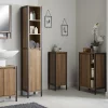Milan Bathroom Milan Industrial Matt Black Framed 1-Door Bathroom Storage Unit - Wood Effect -Vanity Unit Bathroom Suites mil353md5