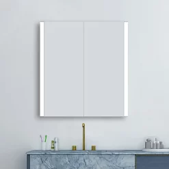 Toreno 700x650mm LED Illuminated 2-Door Bluetooth Mirror Cabinet With Motion Sensor, Shaving Socket & Anti-Fog -Vanity Unit Bathroom Suites mir018 d3n