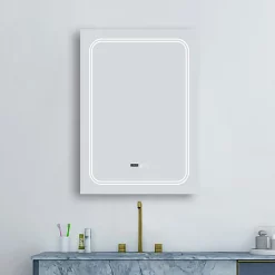 Toreno 500x700mm LED Illuminated Mirror Inc. Anti-Fog, Digital Clock & Touch Sensor -Vanity Unit Bathroom Suites mir020 d3n