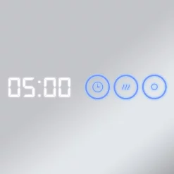 Toreno 800x600mm LED Illuminated Mirror Incl. Anti-Fog, Digital Clock & Touch Sensor -Vanity Unit Bathroom Suites mir042 d1